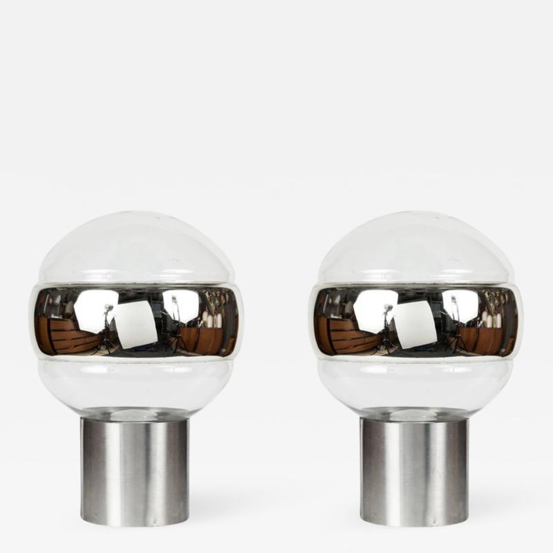 Pair of 1960s Peill Putzler Glass Globe Table Lamps