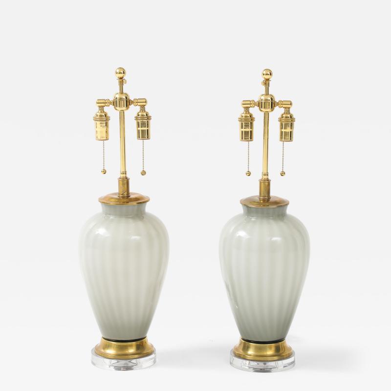 Pair of 1970s Dove Grey Murano Glass Lamps 