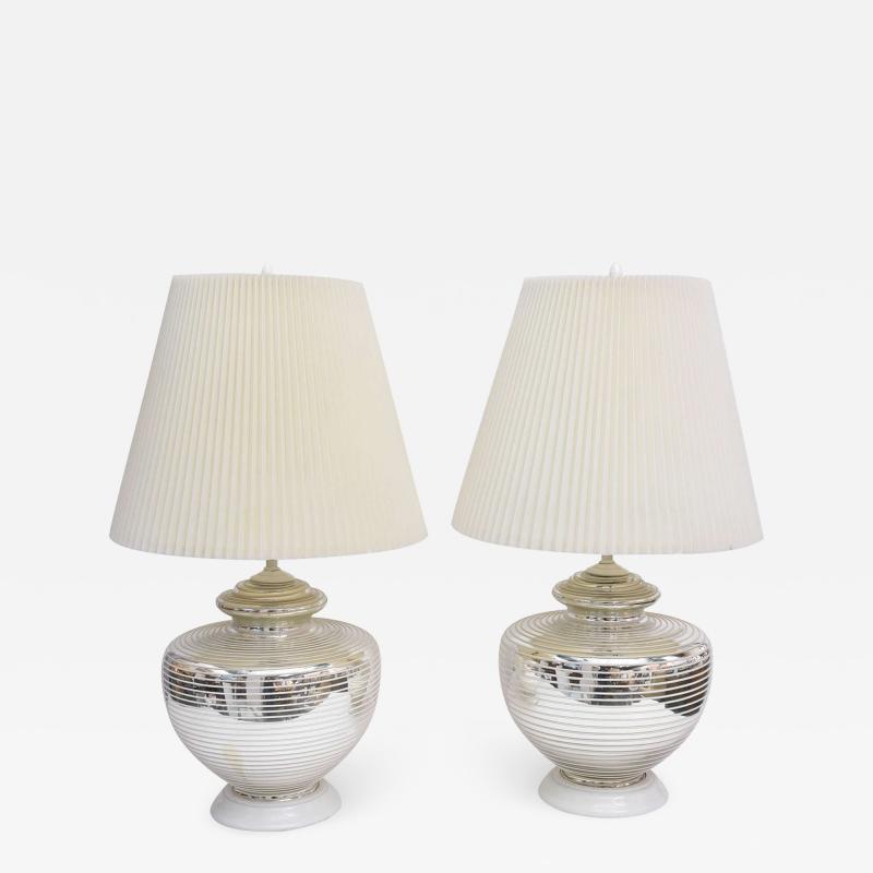 Pair of 1970s Mercury Glass Globe Table Lamps