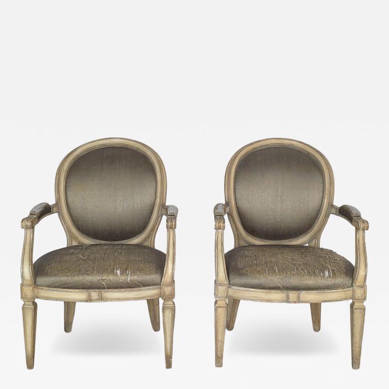 Pair of 1980s Randolph Hein Italian Painted Chairs in Louis XVI Style