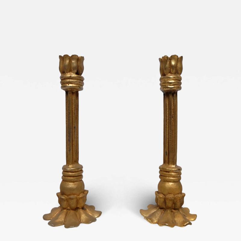 Pair of 1980s gilded brass candlesticks