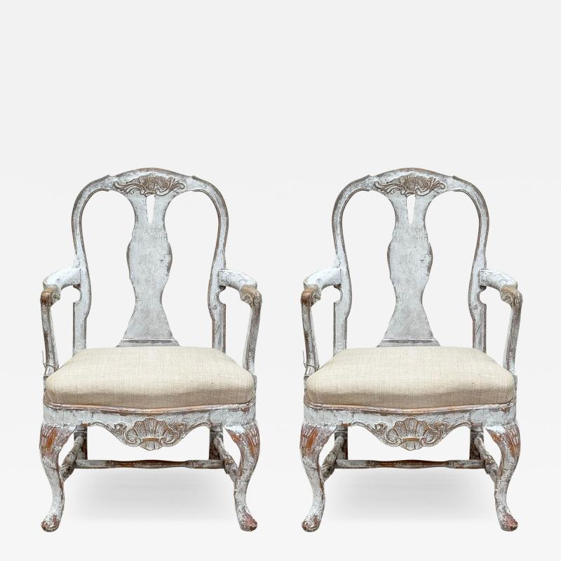 Pair of 19th C Baroque Swedish Armchairs