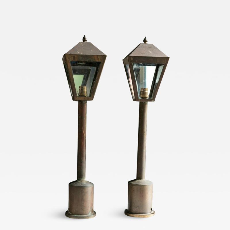 Pair of 19th Century English Brass Pillar Lanterns