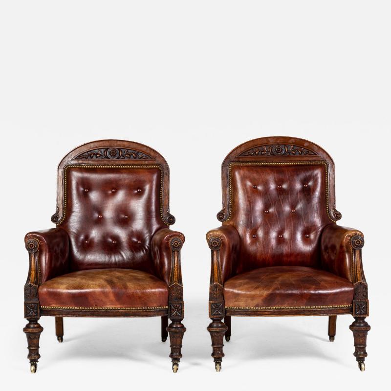 Pair of 19th Century English Oak Armchairs
