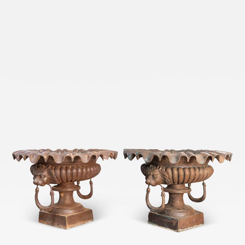 Pair of 19th Century French Cast Iron Urns