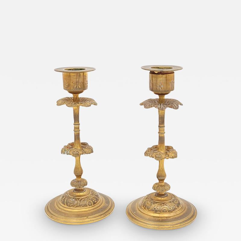 Pair of 19th Century French Gilt Bronze Candlesticks