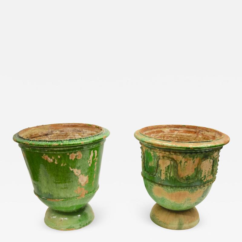 Pair of 19th Century French Glazed Terra Cotta Jardeniers