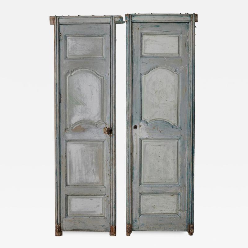 Pair of 19th Century French Louis XV Style Solid Wood Doors In Original Paint