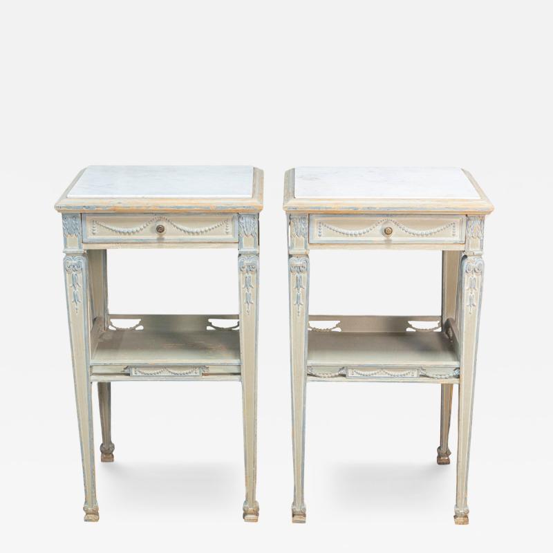 Pair of 19th Century French Marble Top Nightstands