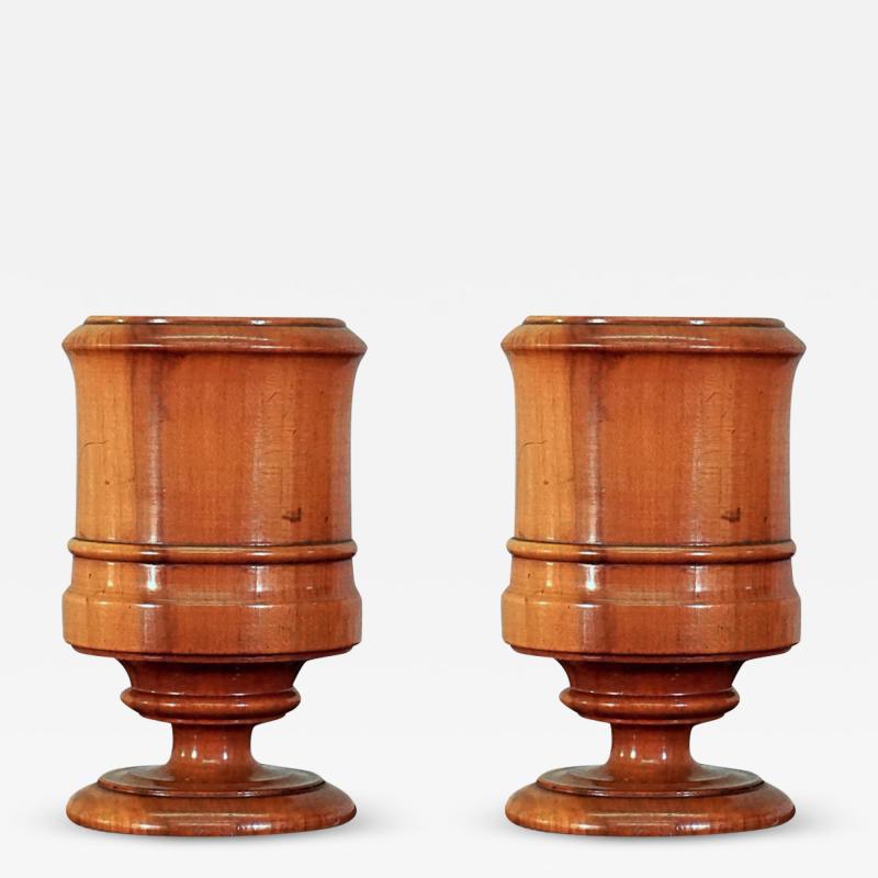 Pair of 19th Century Fruitwood Treen Goblets