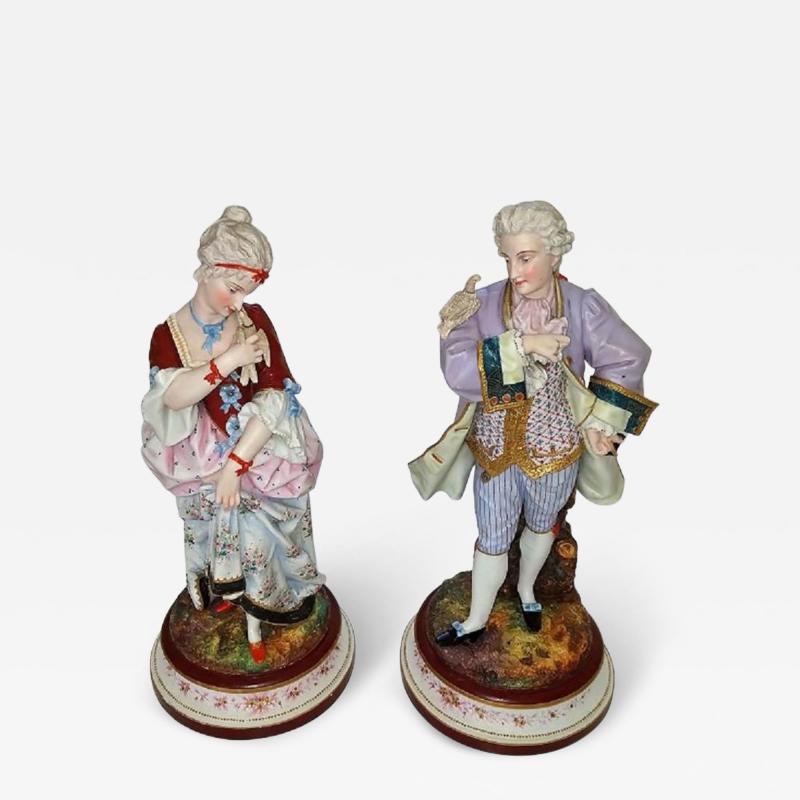 Pair of 19th Century Limoges Monvoisin Porcelain Figurines