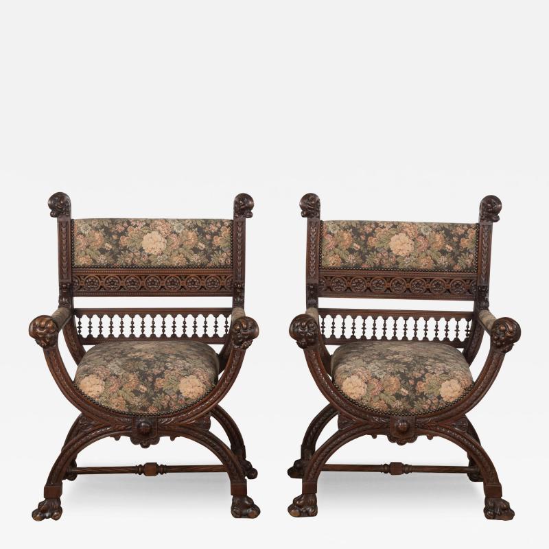 Pair of 19th Century Renaissance Style Armchairs