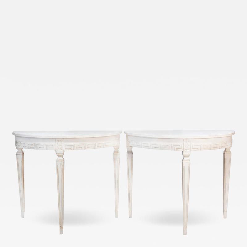 Pair of 19th Century Swedish Demi Lune Consoles