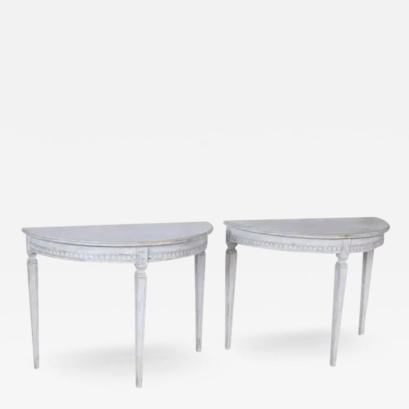 Pair of 19th Century Swedish Gustavian Demilune Tables