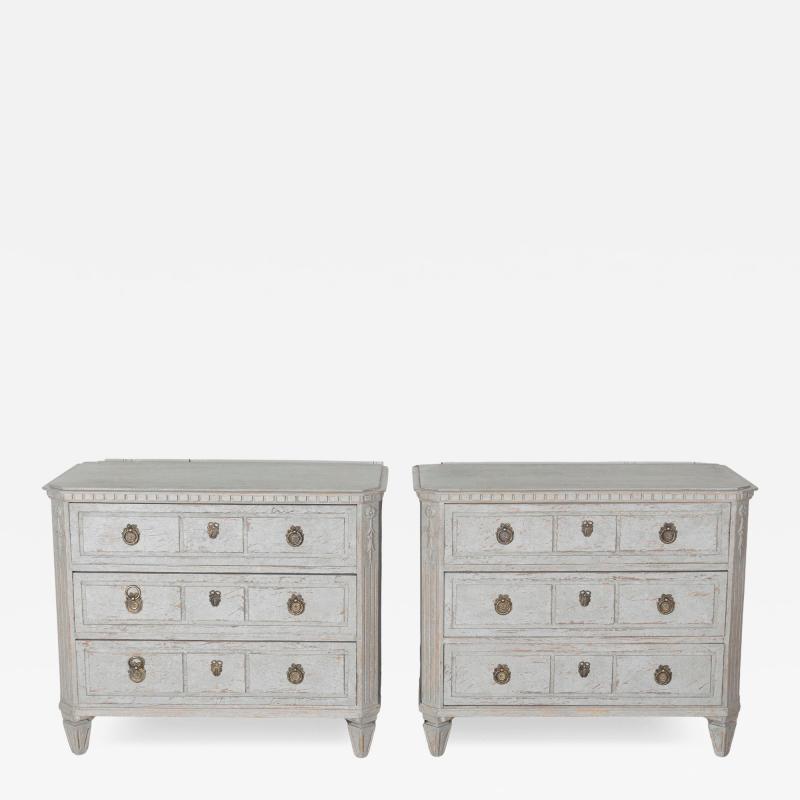 Pair of 19th Century Swedish Gustavian Painted Chests of Drawers