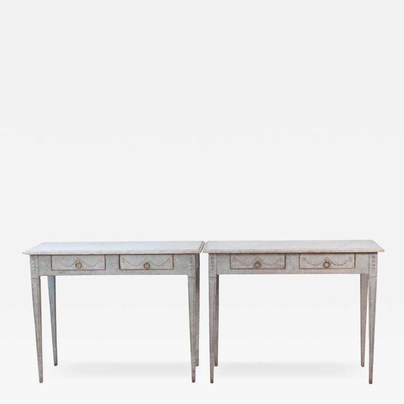Pair of 19th Century Swedish Gustavian Painted Console Tables