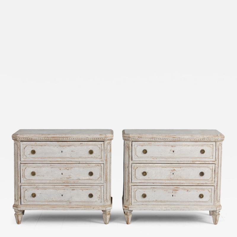 Pair of 19th c Swedish Gustavian Painted Bedside Commodes