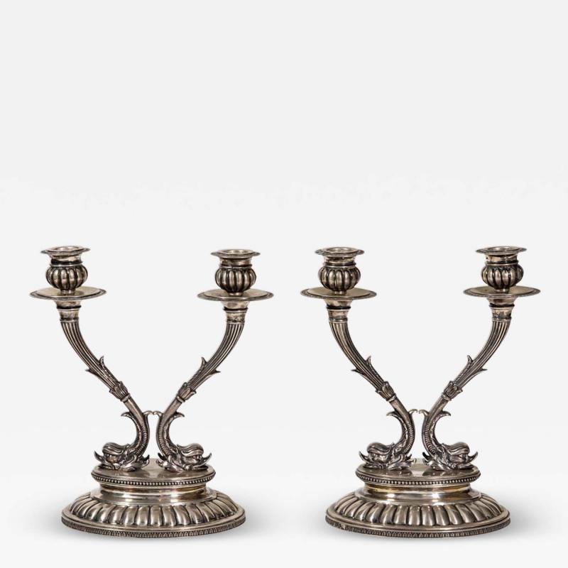 Pair of 19th century Italian Silver candlesticks