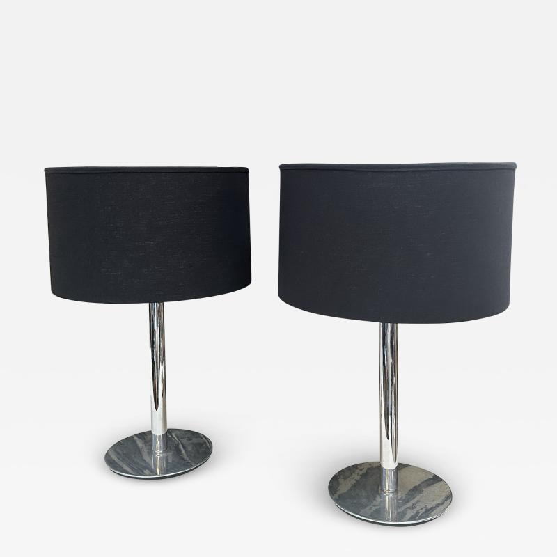 Pair of 2 Italian 50s Steel Table Lamps