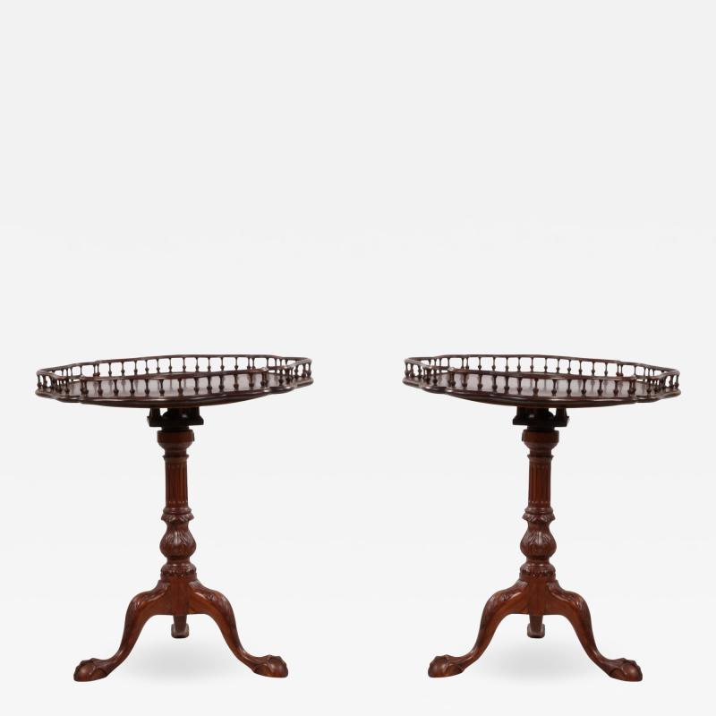 Pair of 2 Mahogany Flip Top Side Tables with Gallery