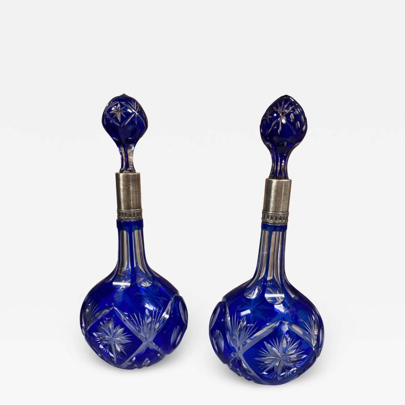 Pair of 2 Vintage Blue Bottle Italy 1970s