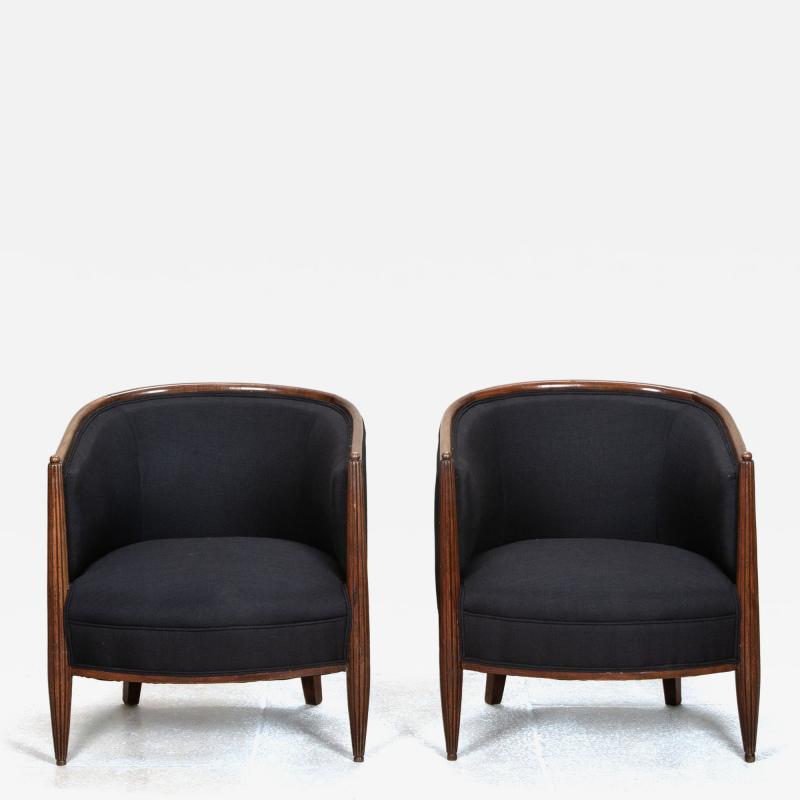 Pair of 20th Century French Art Deco Tub Chairs in the Style of Paul Follot