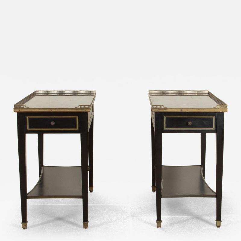 Pair of 20th Century French Ebonised and Marble Side Tables