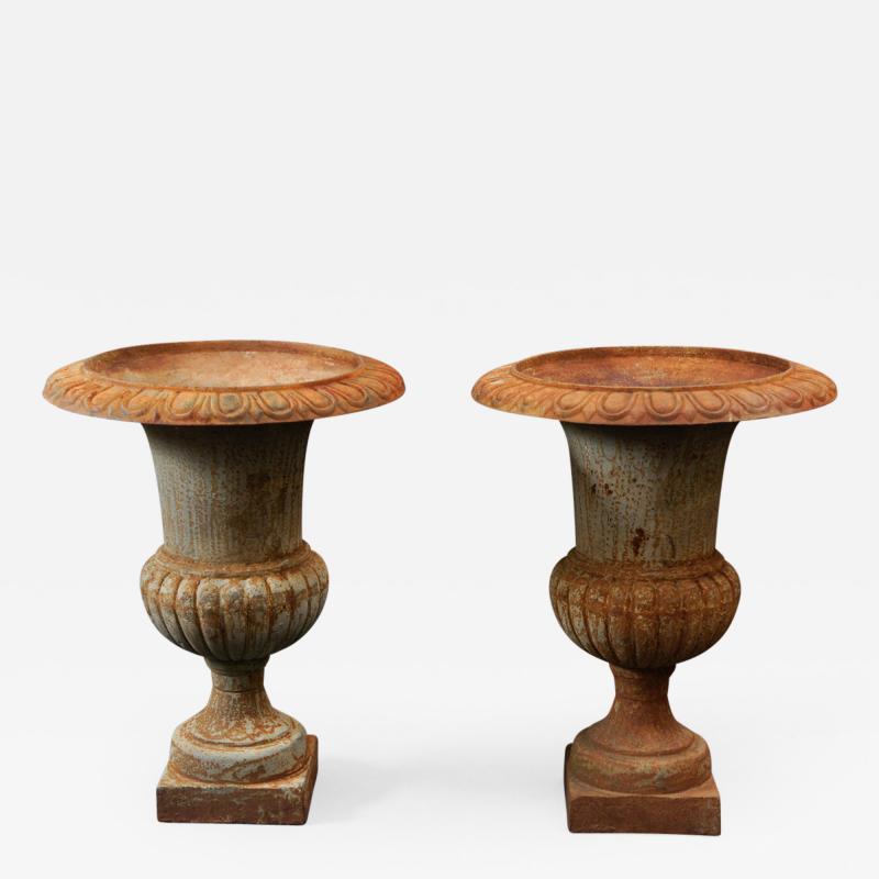 Pair of 20th Century French Iron Urns