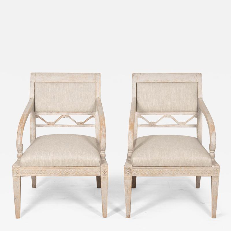 Pair of 20th Century Gustavian Style Armchairs