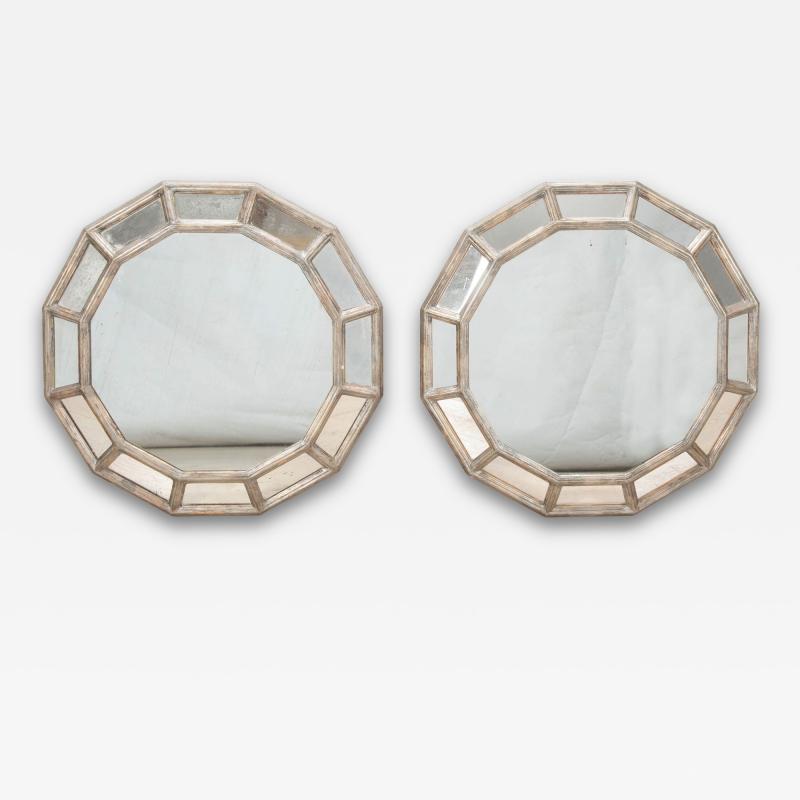 Pair of 20th Century Silvered Wood and Gesso Mirrors