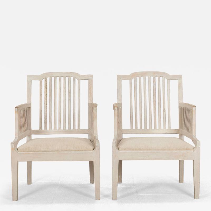 Pair of 20th Century Swedish Slat Back Armchairs