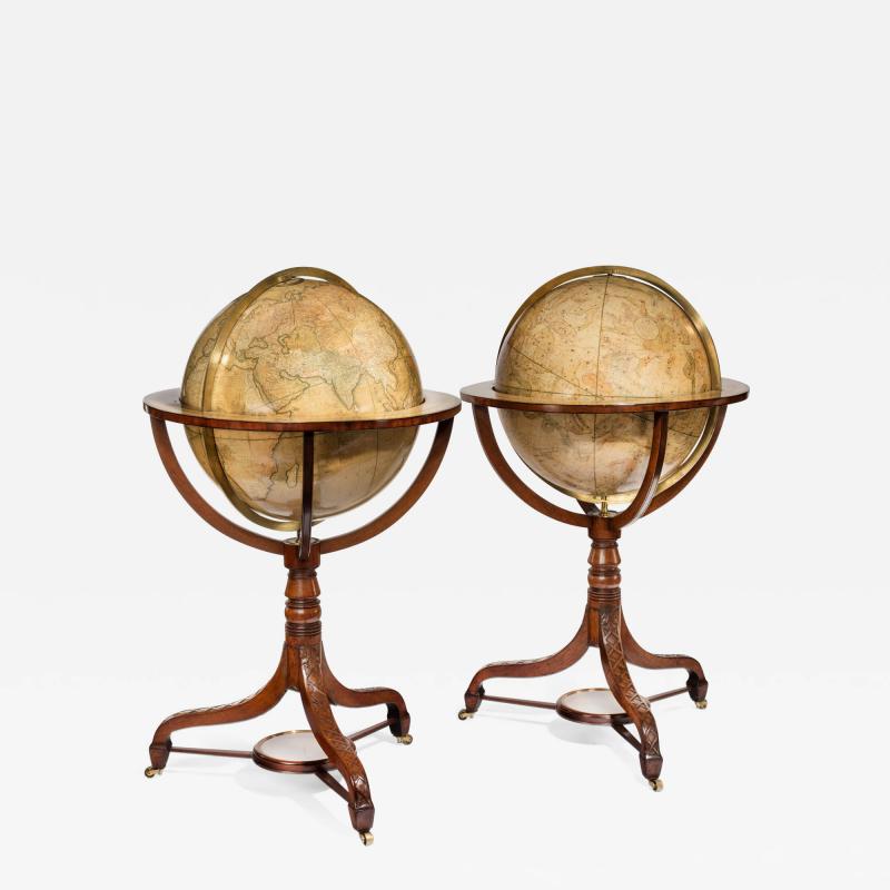 Pair of 21 Carys terrestrial and celestial library globes