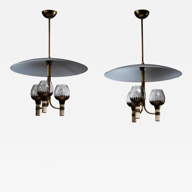 Pair of 3 armed chandeliers