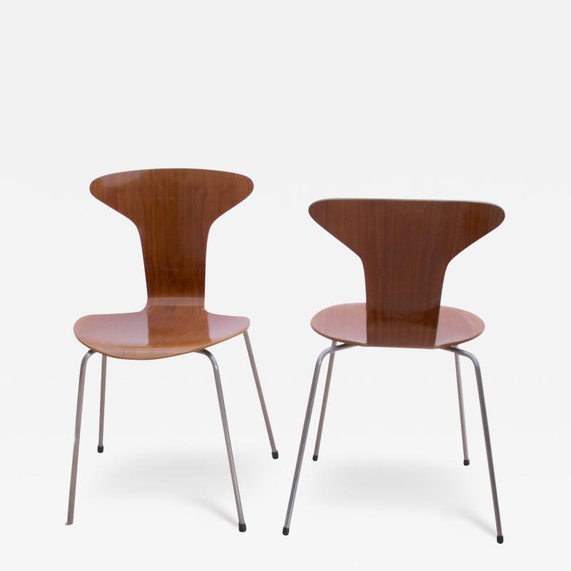 Pair of 3105 Mosquito Chairs by Arne Jacobsen F Hansen Teak Denmark 1950s