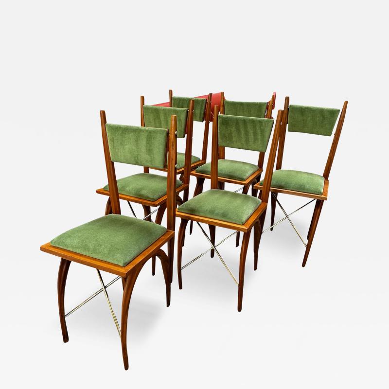 Pair of 6 Mid Century Italian Dining Chairs 1960s