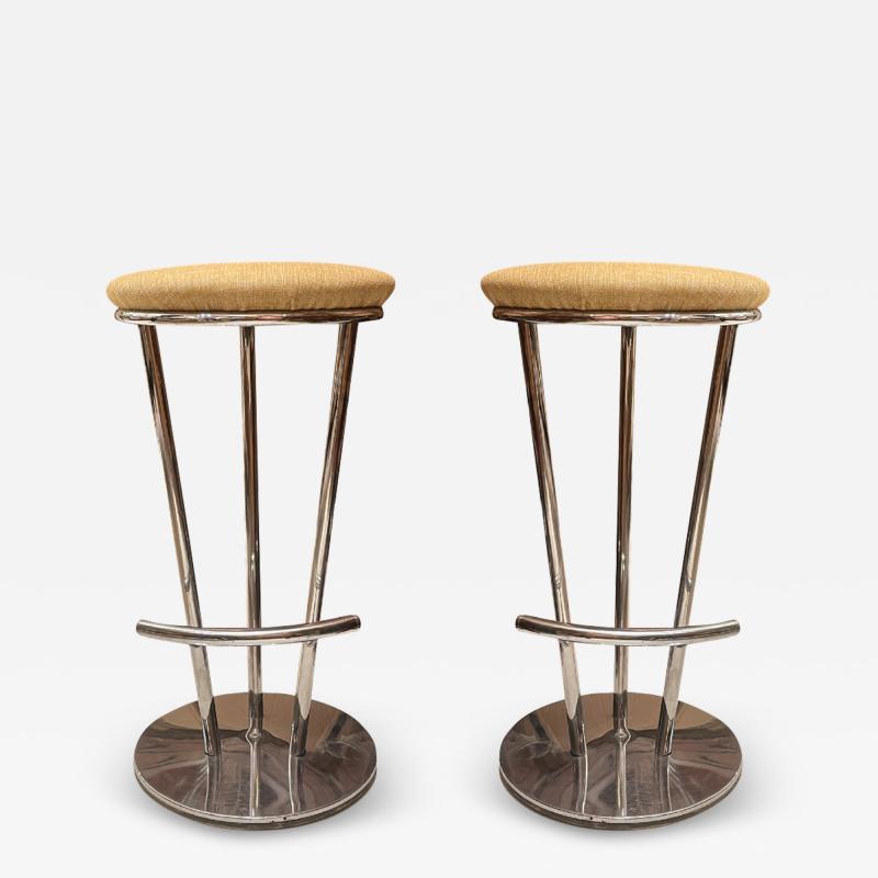 Pair of 80s Yellow Bar Stools