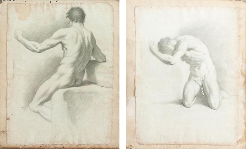 Pair of Academic Nudes Neoclassical Artist Early 19th Century