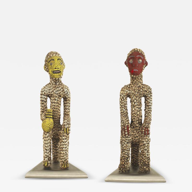 Pair of African Cowrie Fertility Idol Figures