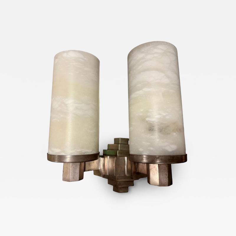 Pair of Alabaster and Bronze Art Deco Sconces Art Deco Collection