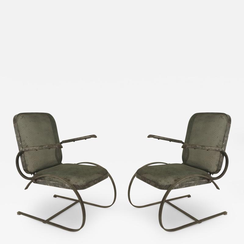 Pair of American 1940s Steel Bounce Design Open Armchairs