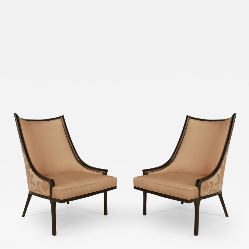 Pair of American 1950s Ebonized Armchairs