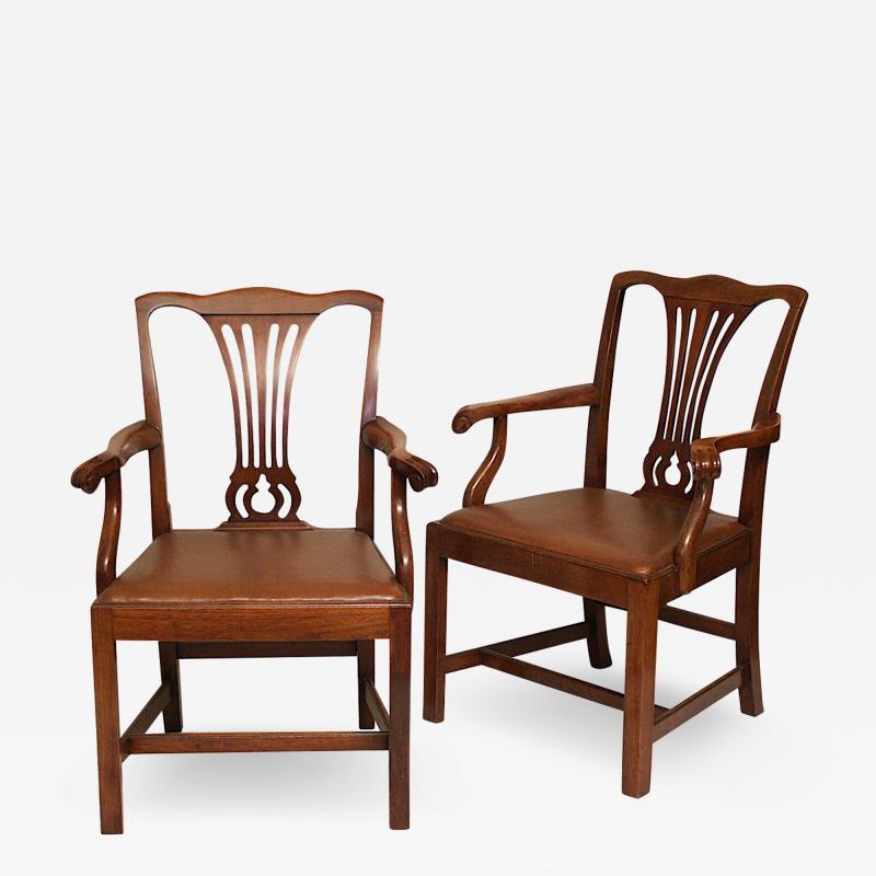 Pair of American Chippendale Revival Armchairs