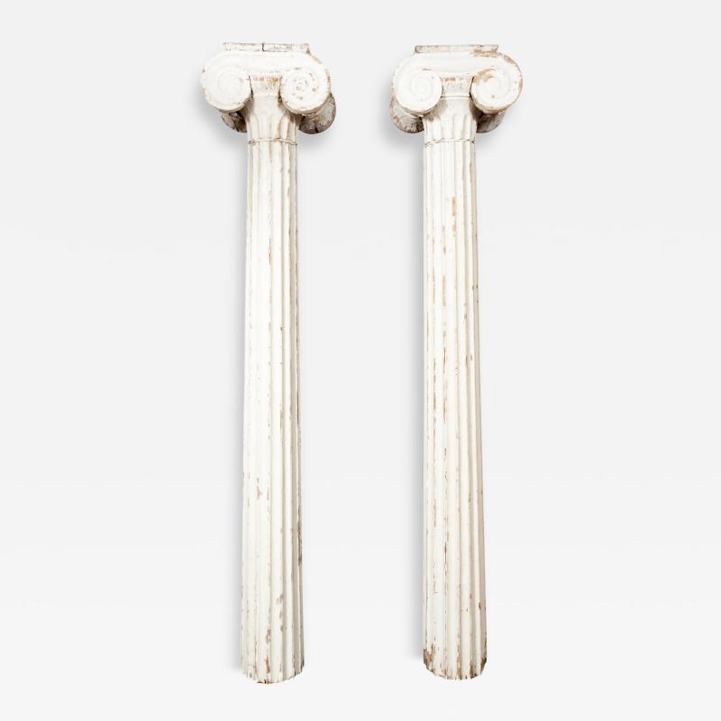Pair of American Classical Carved And Painted Pine Ionic Columns