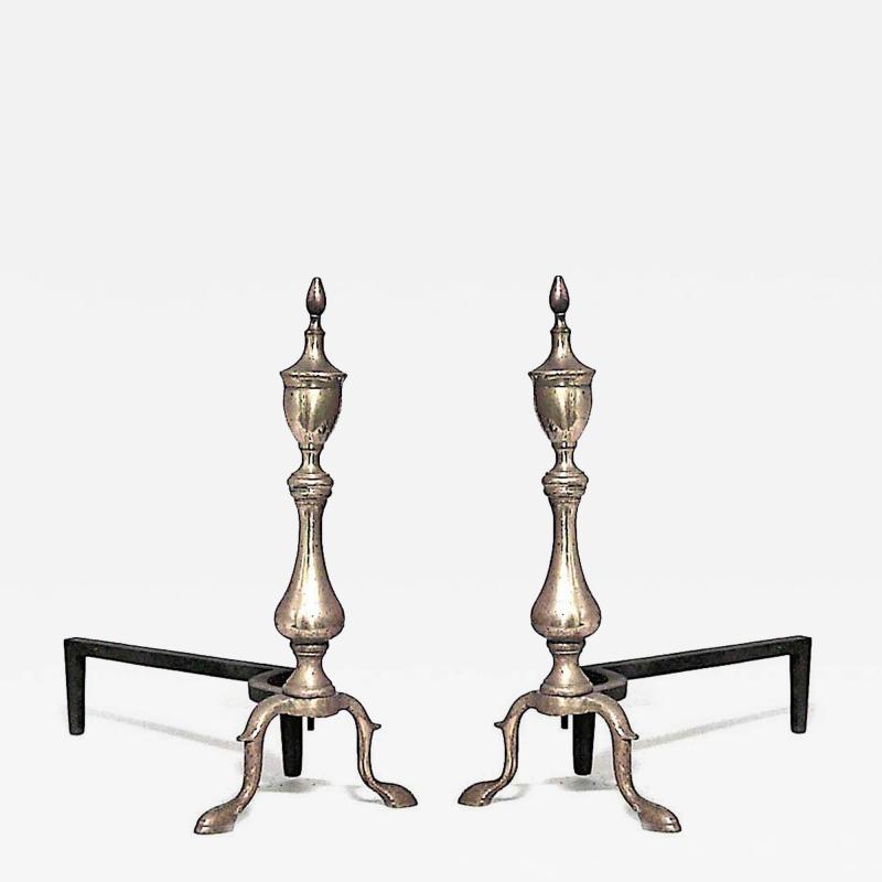 Pair of American Country Brass Andirons