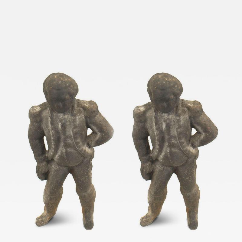 Pair of American Country Washington Iron Andirons