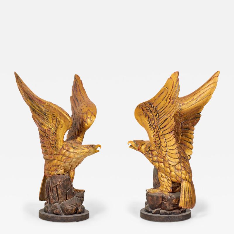 Pair of American Federal Style Carved Giltwood Eagle Sculptures