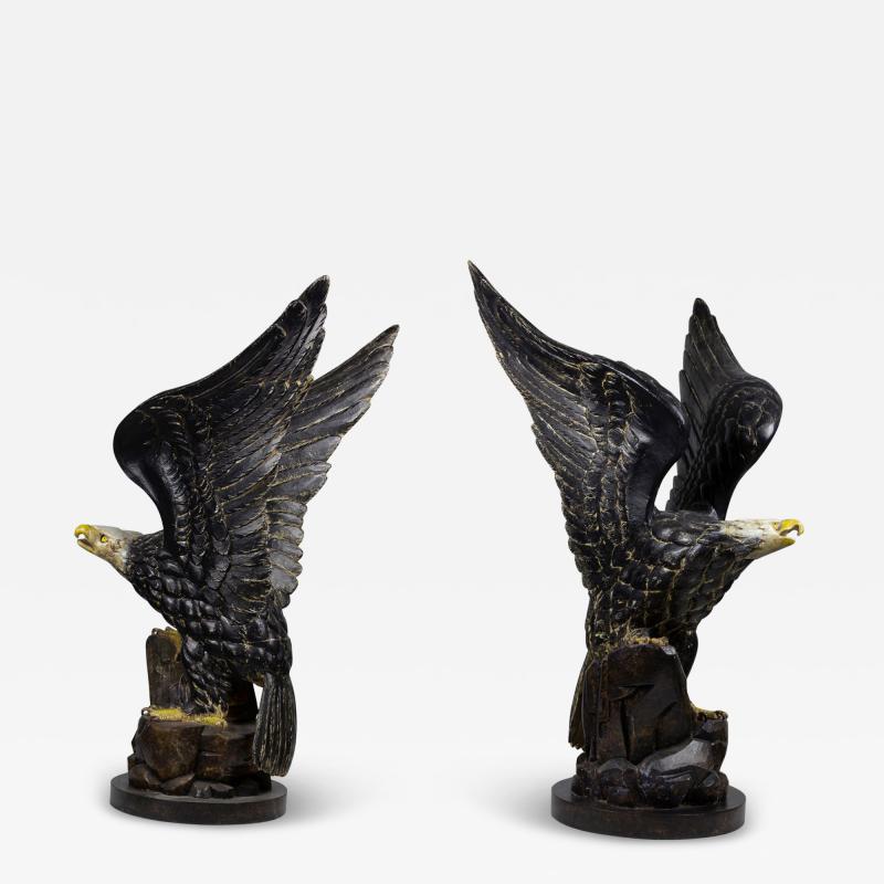 Pair of American Federal Style Carved Painted Bald Eagle Sculptures