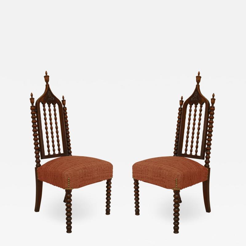 Pair of American Gothic Revival Mahogany Side Chairs