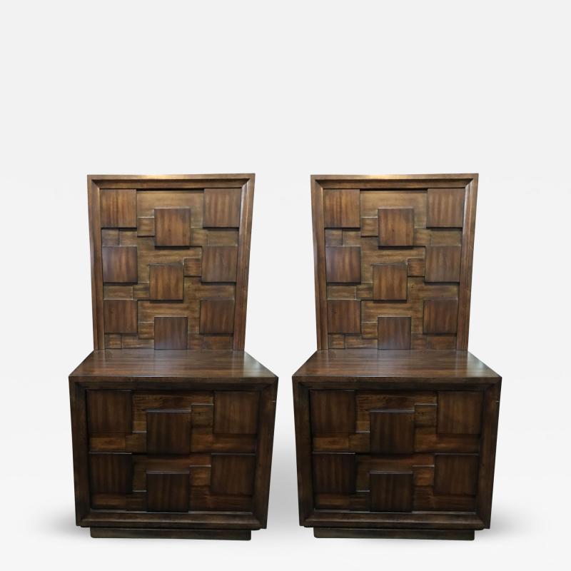 Pair of American Mid Century Mahogany Bedside Tables Commodes