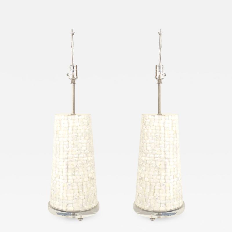 Pair of American Mid Century Tessellated Table Lamps